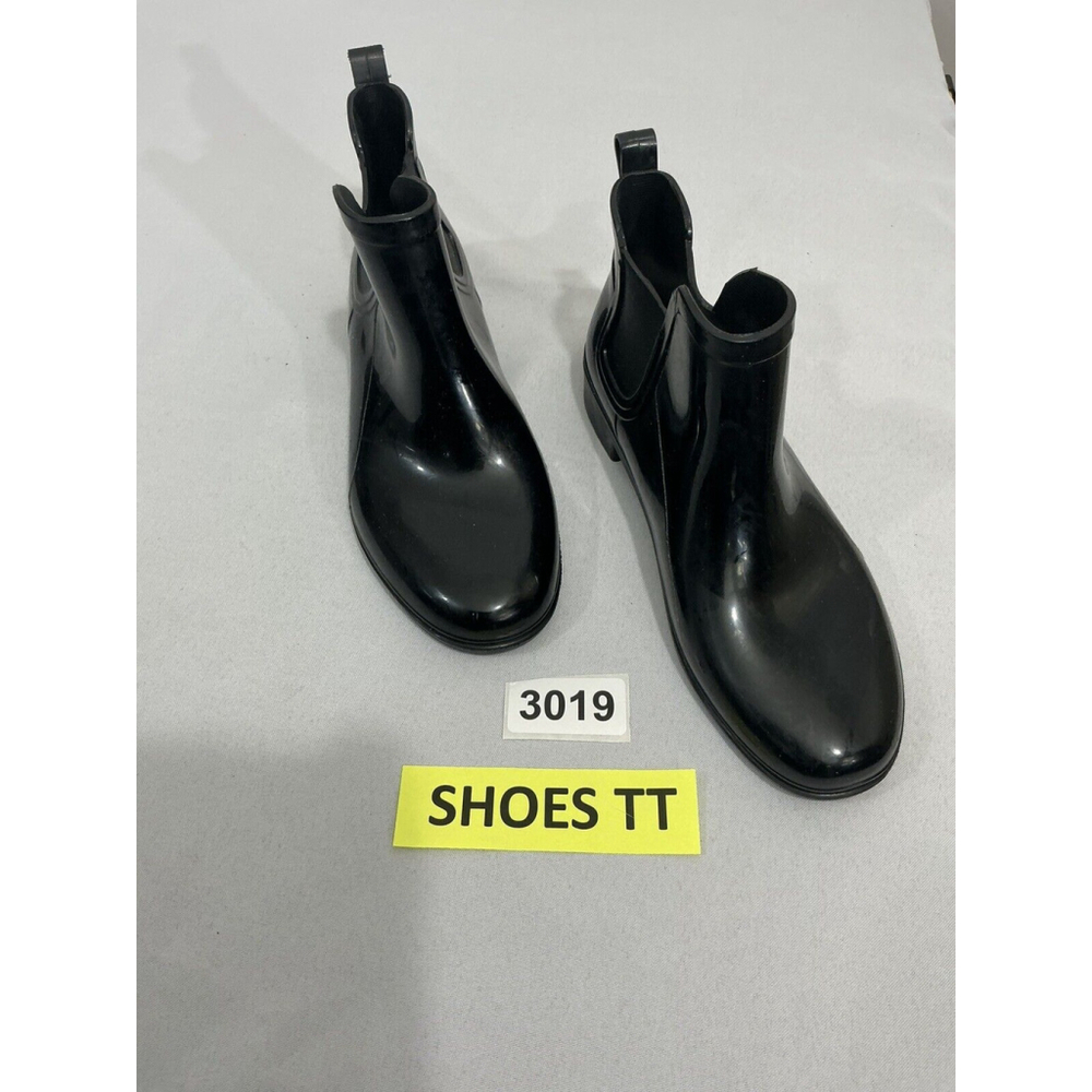 Womans Size 8 Black Rubber Stretch Ankle Rain Boots NWOT